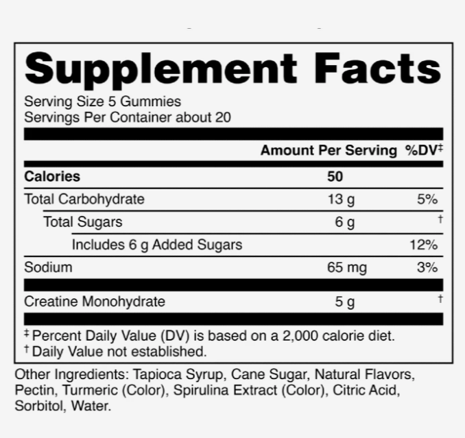 Bucked Up Creatine Gummies 24 Servings Melon Madness