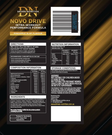 Driven Nutrition- Novo Drive , Intra Workout